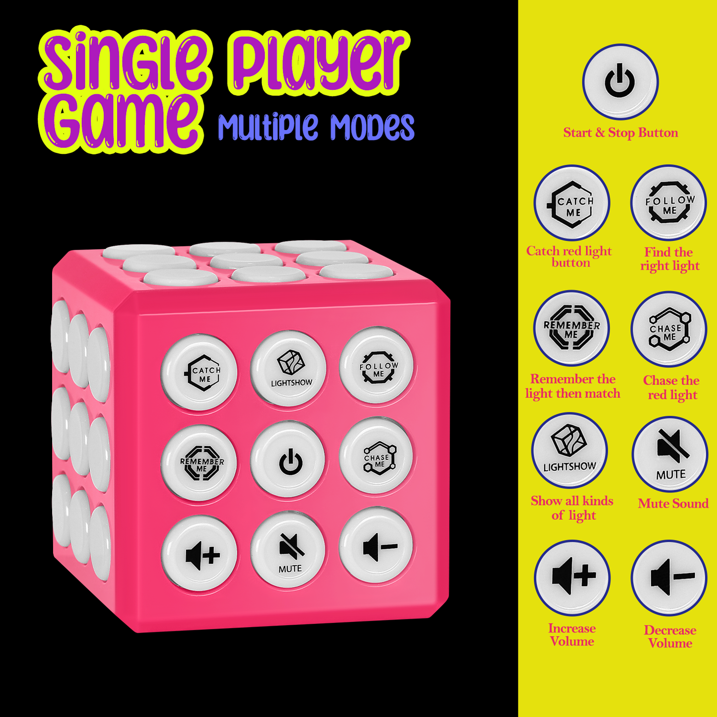 PlayRoute Brain and Memory Cube Toy | 5 Electronic Handheld Games for Kids Girls Ages 6 7 8 9 10-12 Years Old & Up | STEM Sensory Fidget Toy for Girls | Ideal Gift Idea for Kids and Teens