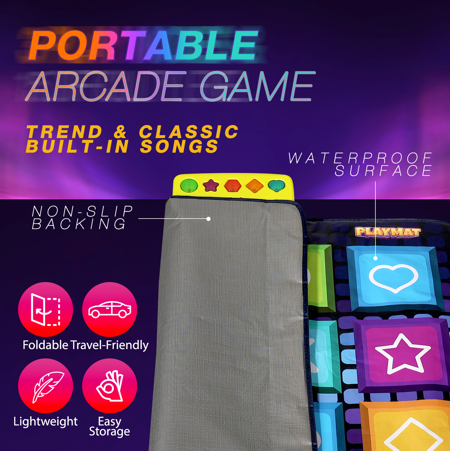 PlayRoute Shape & Twist Dance Mat | 3 Fun Educational Shape Games Dance Mat for Kids Ages 4-8 | Brain & Memory STEM Toy for Kids | Ideal Gift for Girls & Boys Ages 4 5 6 7 8 Years Old