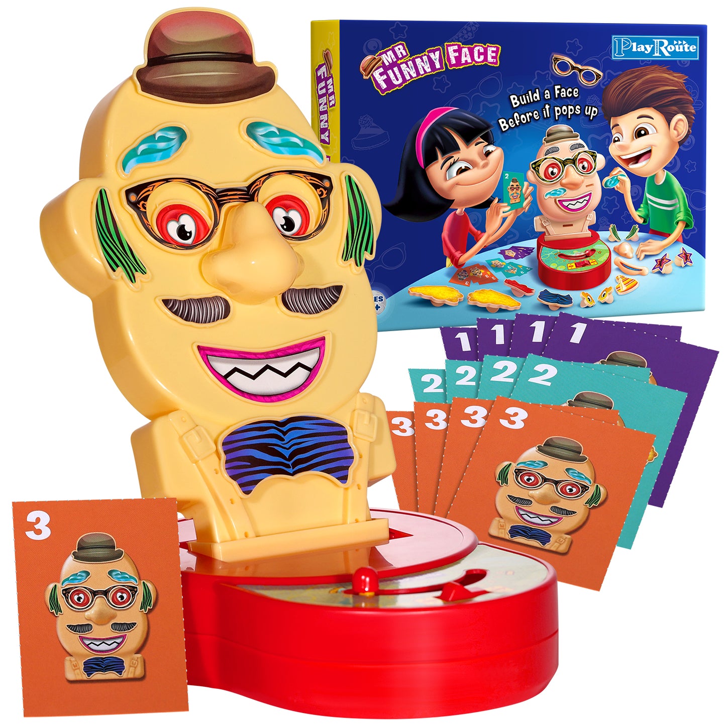 PlayRoute Funny Face Pop Up Game – Fun Board Game for Kids Ages 4 5 6-10 Plus Single or Multi Player – Family Game or Party Game for Kids Boys and Girls – Birthday or Holiday Toy Gift