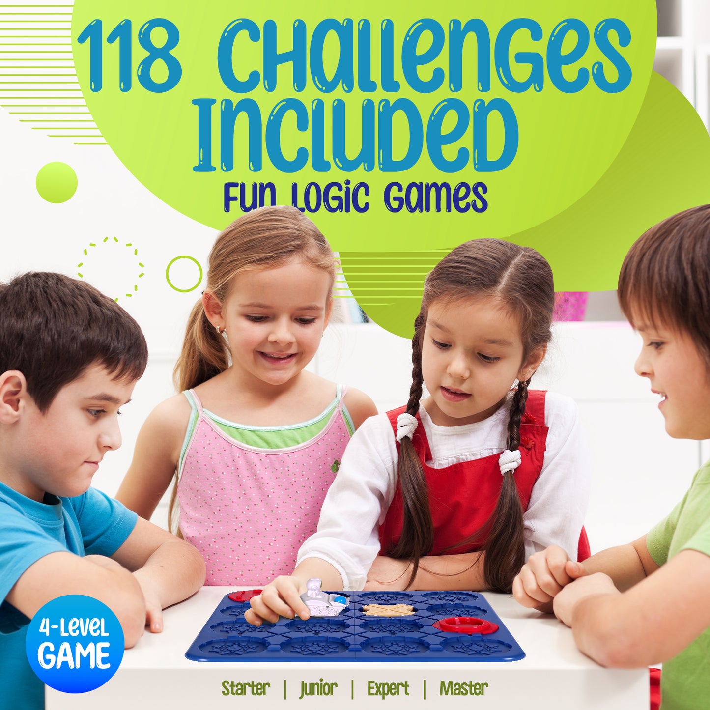 PlayRoute Car Track Builder Brain Game - Fun Building Toy for Kids Ages 5 6 7 8 Years & Up - Kids Brain Teaser Board Game - Puzzle Game with 118 Challenges - STEM Educational Learning Toy Gift Idea