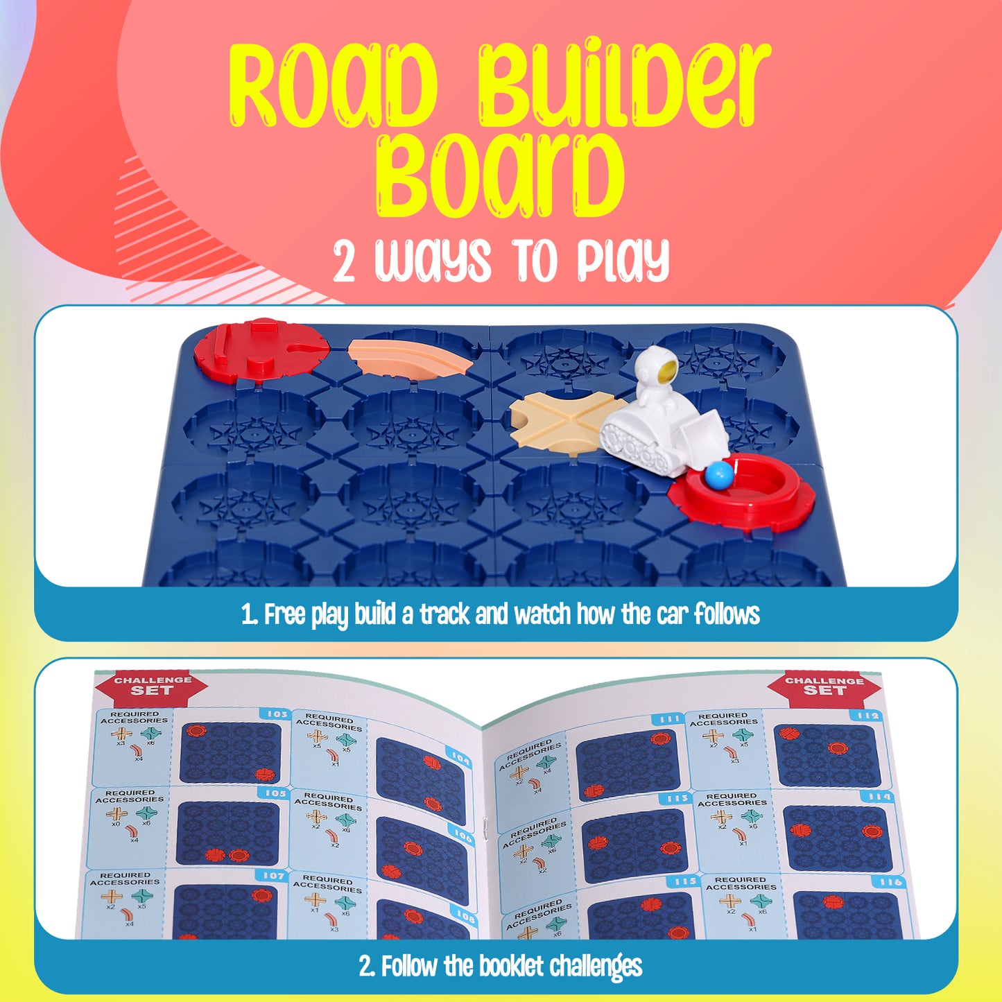 PlayRoute Car Track Builder Brain Game - Fun Building Toy for Kids Ages 5 6 7 8 Years & Up - Kids Brain Teaser Board Game - Puzzle Game with 118 Challenges - STEM Educational Learning Toy Gift Idea