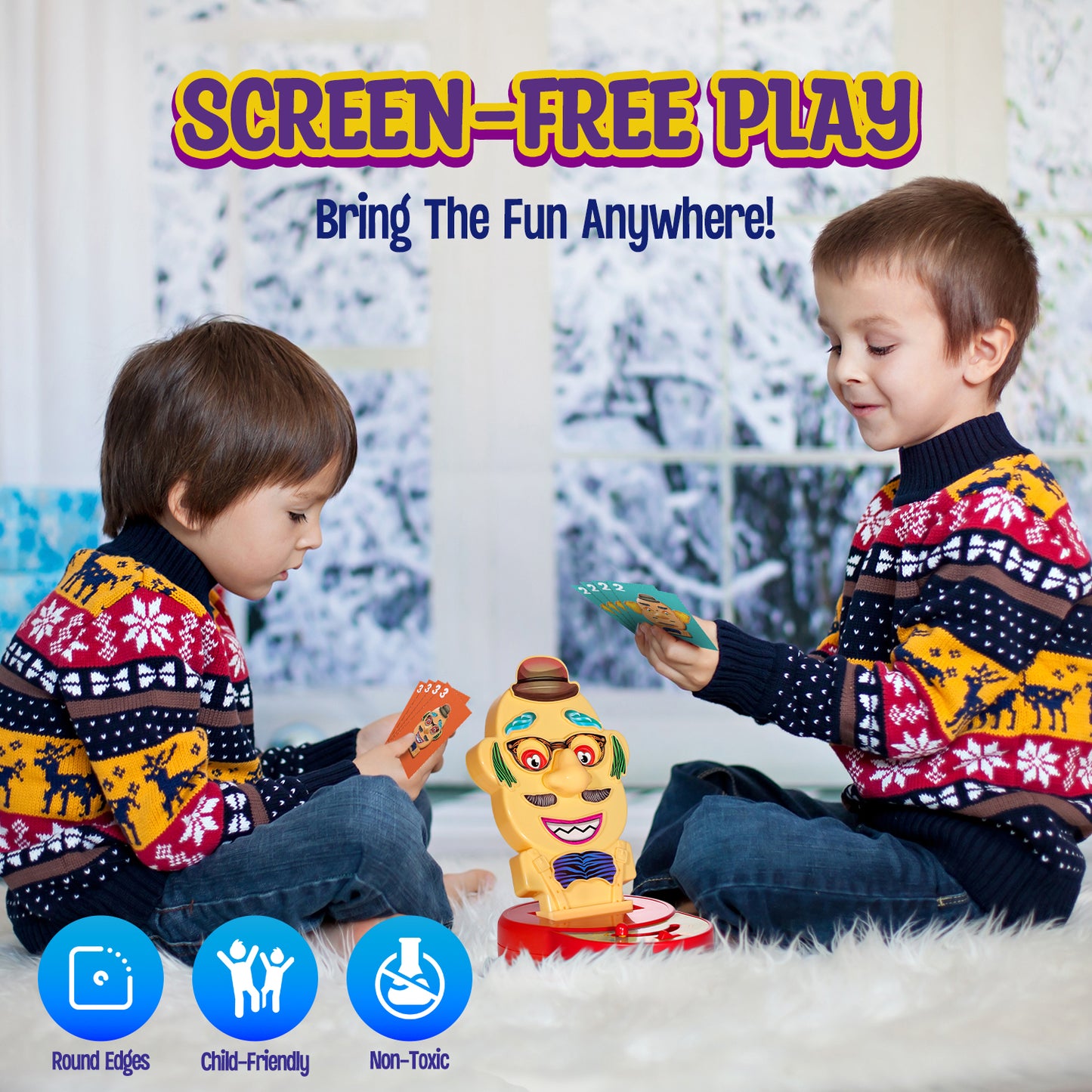 PlayRoute Funny Face Pop Up Game – Fun Board Game for Kids Ages 4 5 6-10 Plus Single or Multi Player – Family Game or Party Game for Kids Boys and Girls – Birthday or Holiday Toy Gift