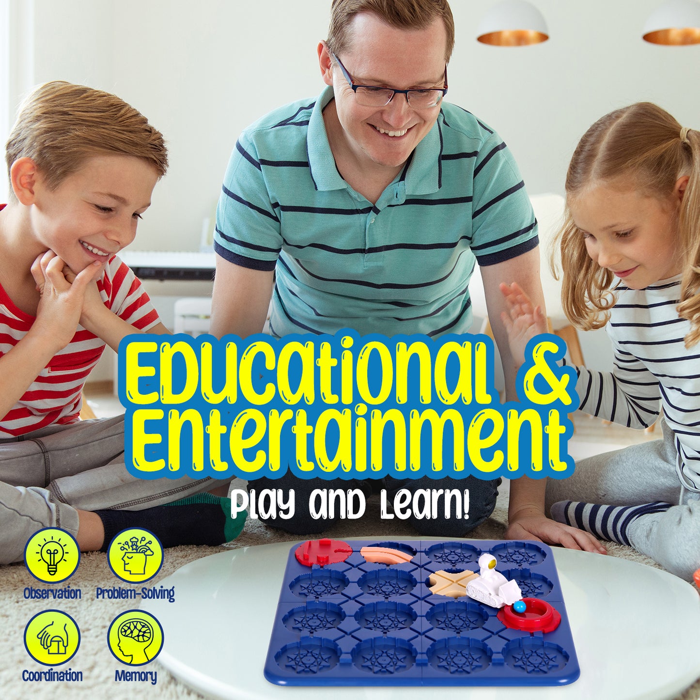 PlayRoute Car Track Builder Brain Game - Fun Building Toy for Kids Ages 5 6 7 8 Years & Up - Kids Brain Teaser Board Game - Puzzle Game with 118 Challenges - STEM Educational Learning Toy Gift Idea