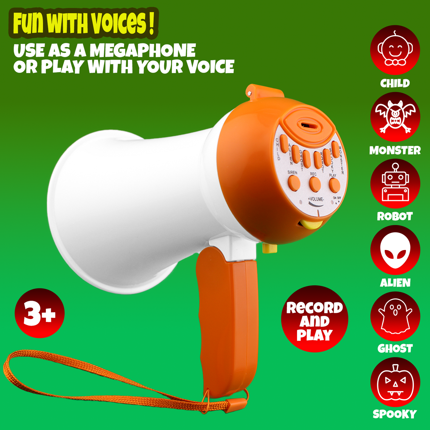 Kids Megaphone for Kids | Cool Voice Changer Toy for Kids | Ideal Gift for Boys & Girls Ages 5-6-7-8 Years old+ | Kids Megaphone with Record & Play and Siren